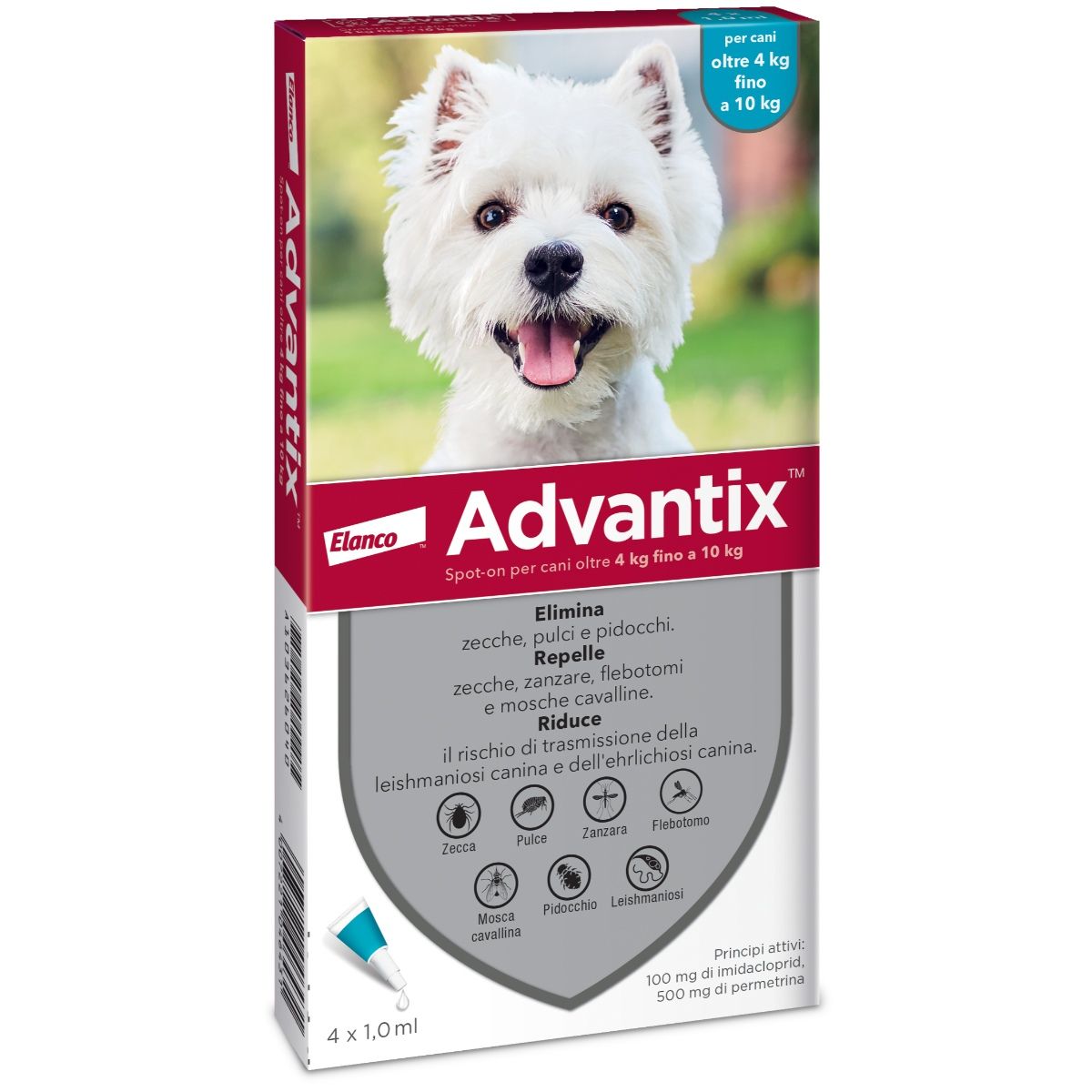 Advantix Spot On per cani oltre 4 KG fino a 10 Kg conf. da 6 fialette