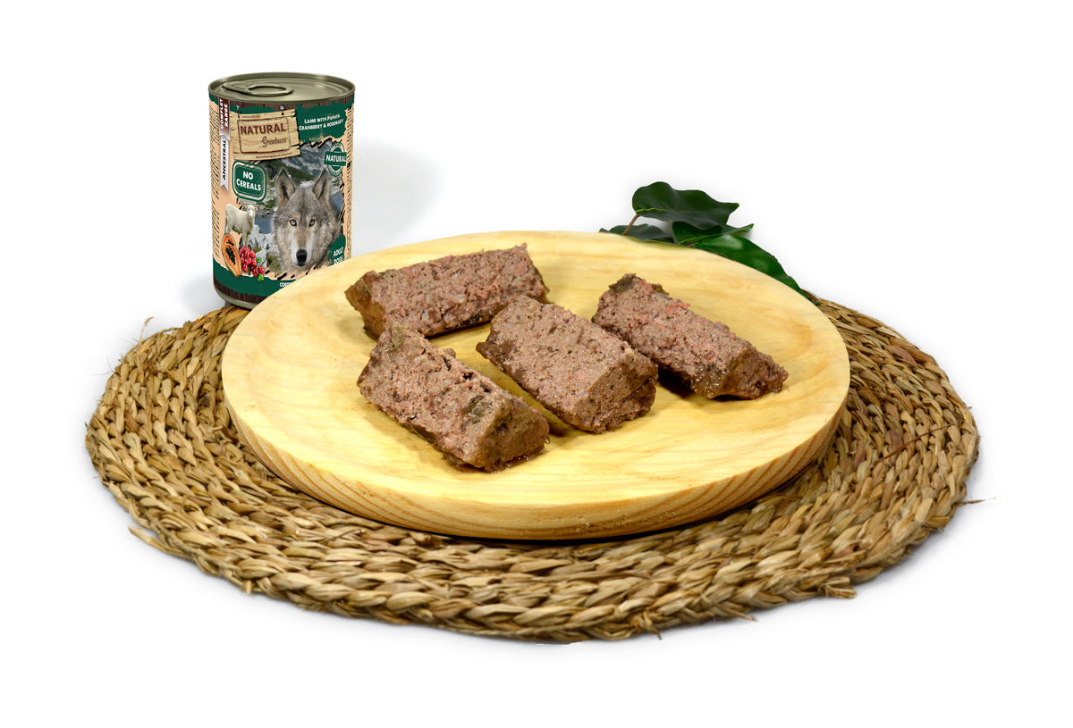 Natural Greatness  cibo umido AGNELLO CON PAPAYA, MIRTILLI E ROSMARINO 400g