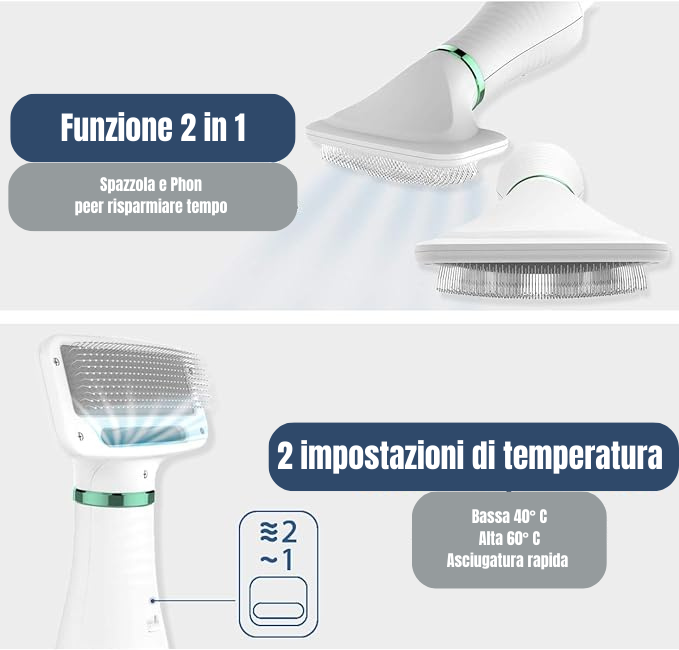 Spazzola Asciugatrice 2 in 1 | Cani e Gatti