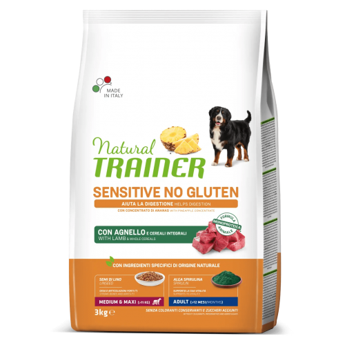 Natural Trainer Sensitive NoGluten Medium-Maxi Adult Agnello