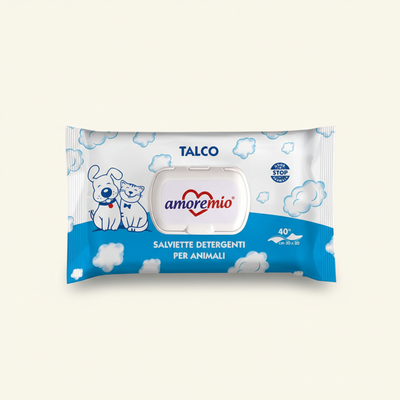 Salviette Detergenti per Cani e Gatti Talco  40 pz.