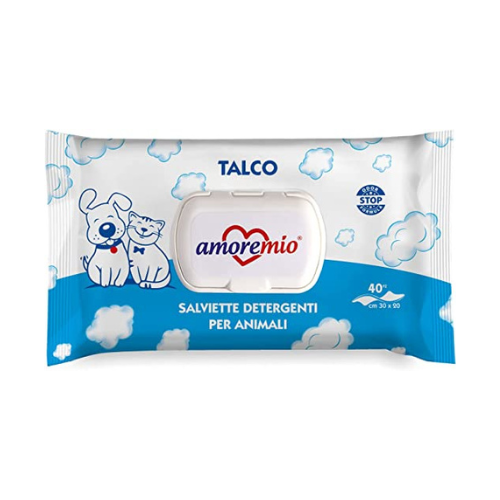 Salviette Detergenti per Cani e Gatti Talco  40 pz.