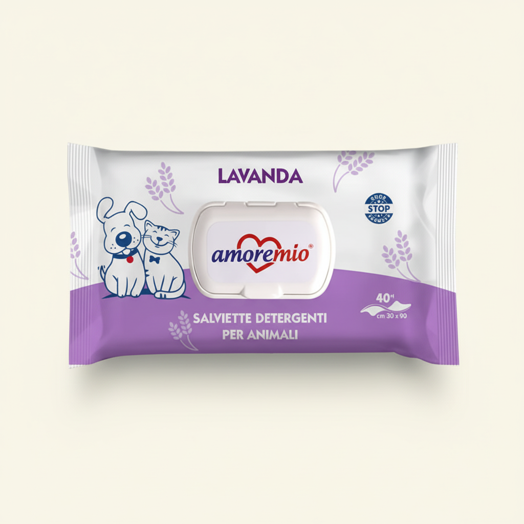 Salviette detergenti per cani e gatti Lavanda 40 pz.