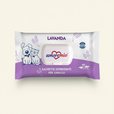 Salviette detergenti per cani e gatti Lavanda 40 pz.