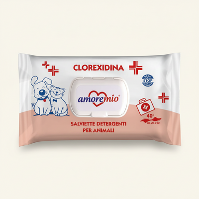 Salviette Detergenti Per Cani E Gatti Clorexidina 40 Pz.