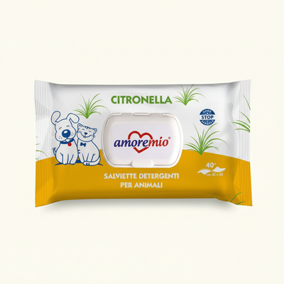 Salviette Detergenti Per Cani E Gatti Citronella 40 Pz.