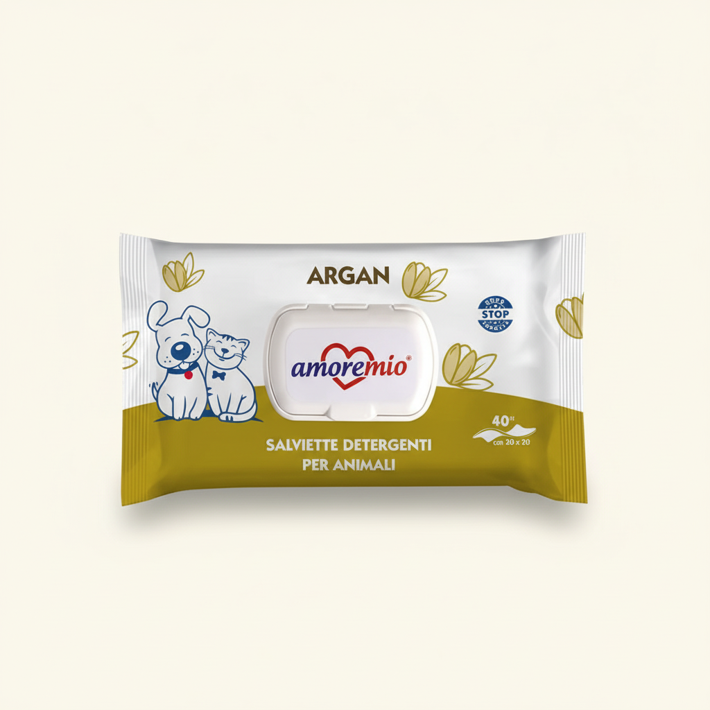 Salviette Detergenti Per Cani E Gatti Argan 40 Pz.