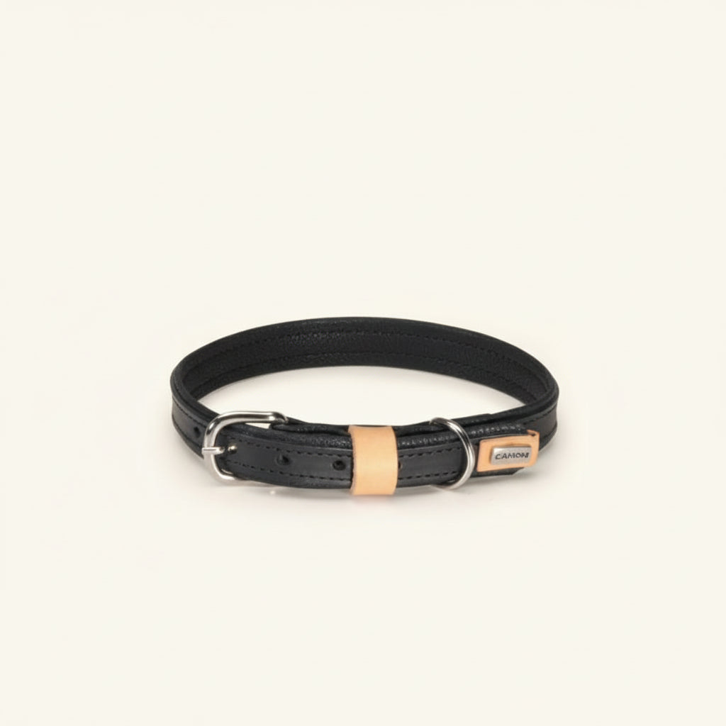 Camon Collare In Cuoio Sintetico Nero 30x600 MM