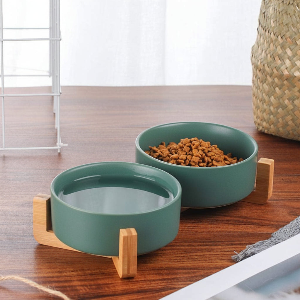 Ciotola in Ceramica Con supporto in Bambù
